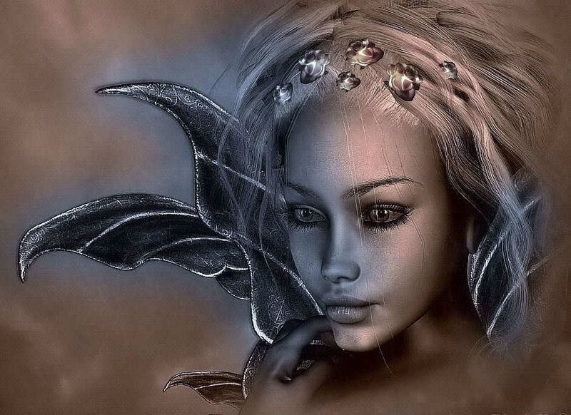 Woman with Dark Wings — Brown