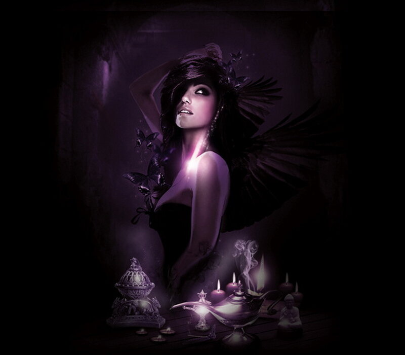 Woman with Dark Wings — Purple, Dramatic