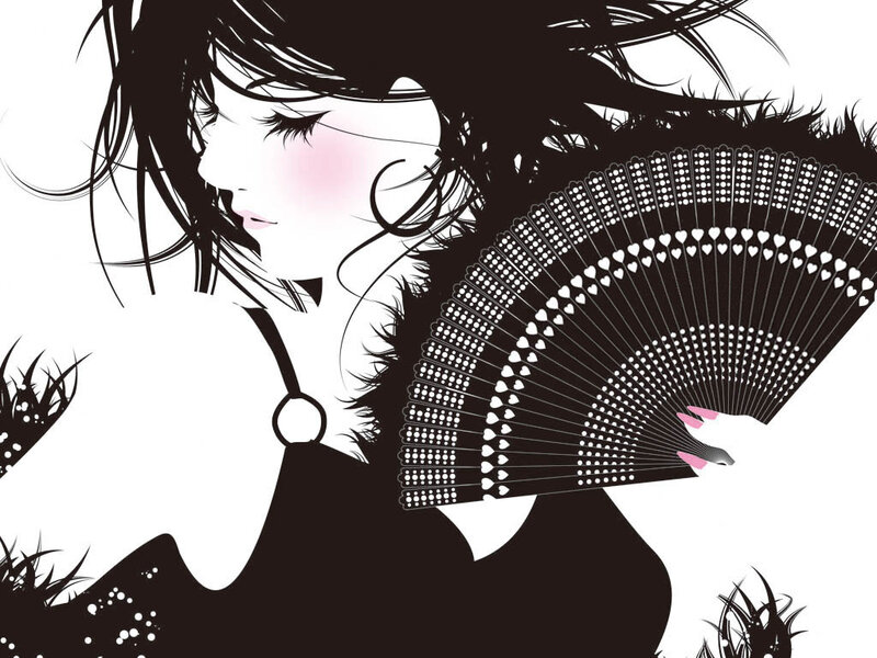 woman with decorative fan