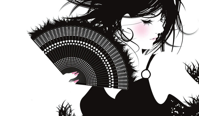 woman with decorative fan