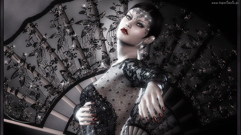 woman with decorative fan