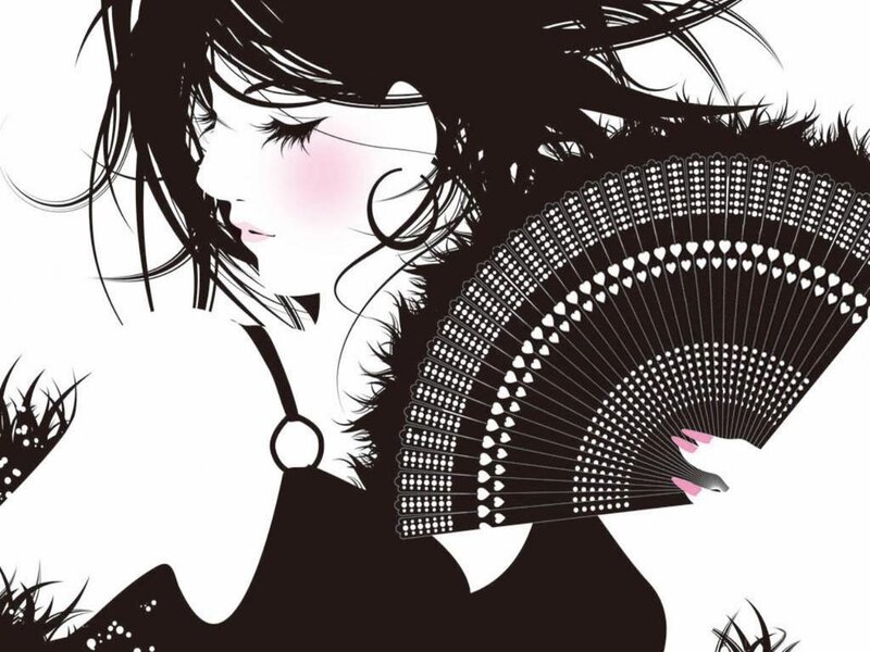 woman with decorative fan