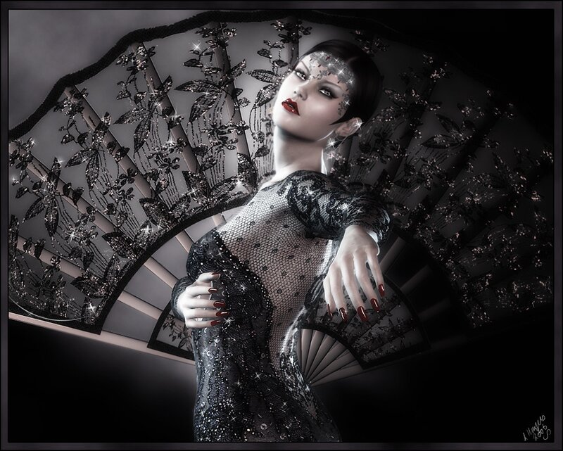 woman with decorative fan