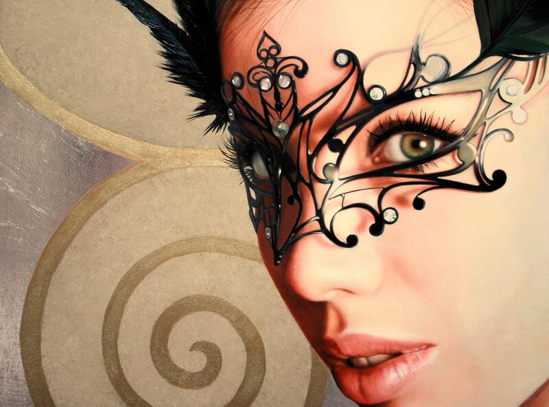 Woman with Decorative Mask — Black