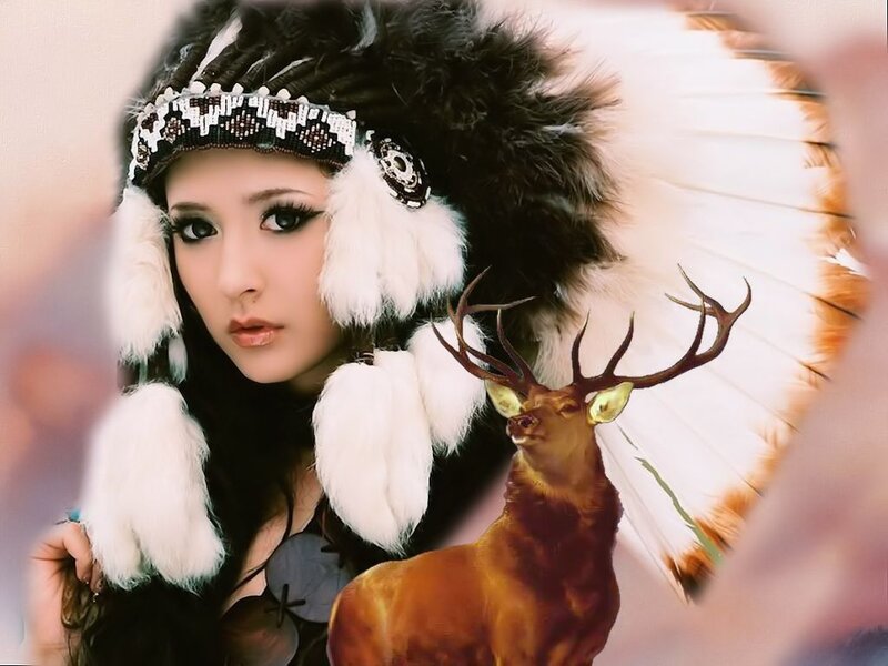 Woman with Deer — Brown