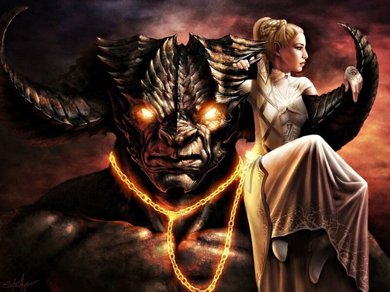 Woman with Demon — Black