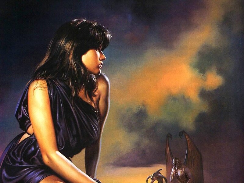 woman with demon figure