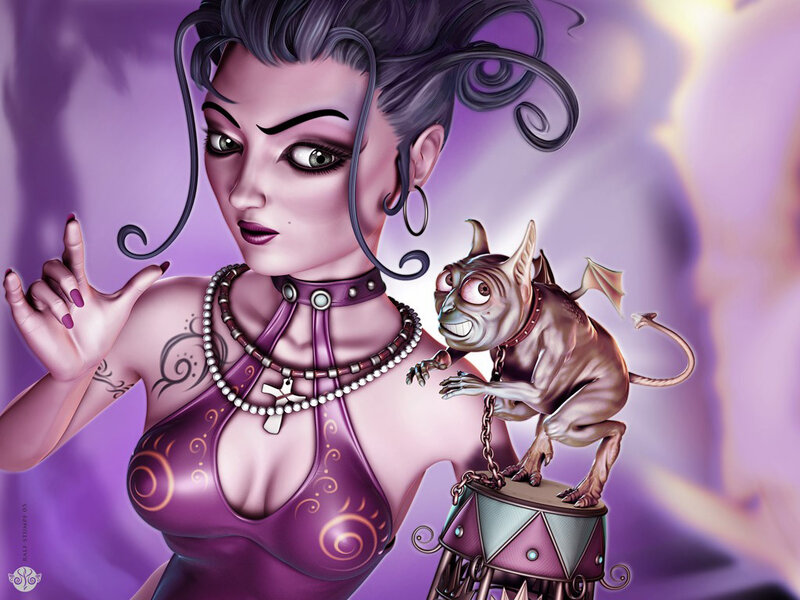 Woman with Demon Pet