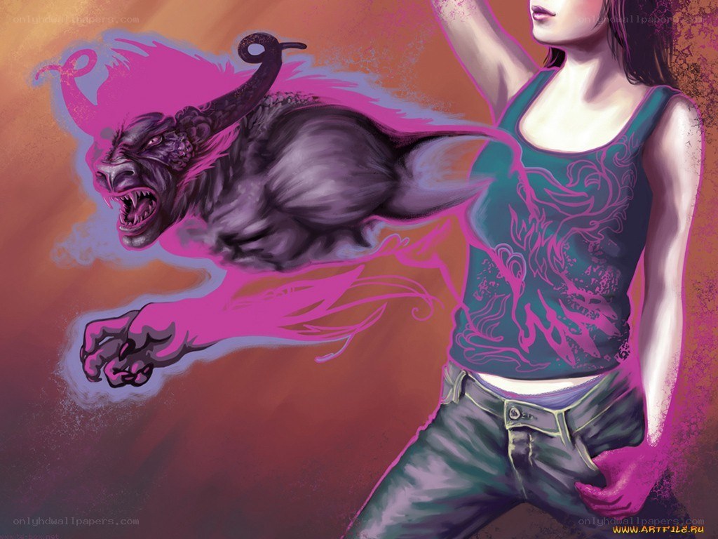 Woman with demonic creature