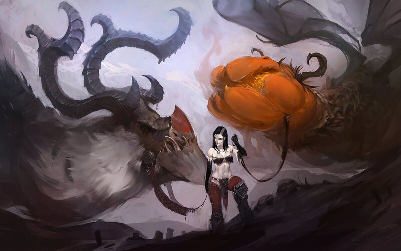 Woman with Demonic Creature — Orange