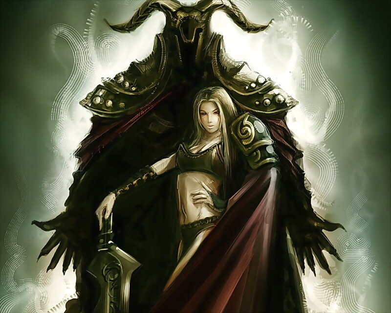 Woman with Demonic Figure — Green