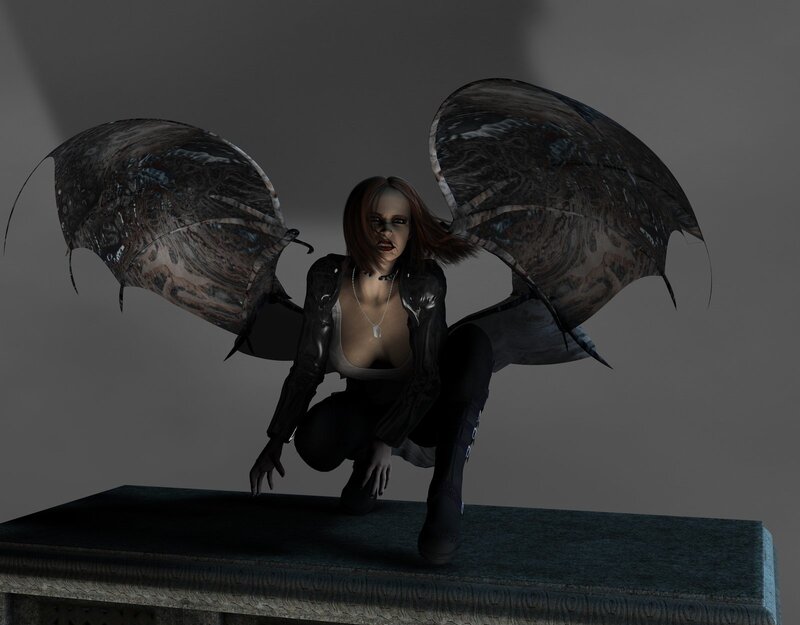 woman with demonic wings