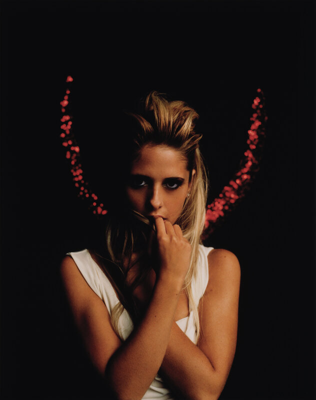 Woman with Devil Horns — Black, Dramatic, Photograph