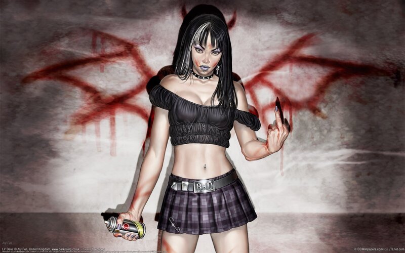 Woman with Devil Wings
