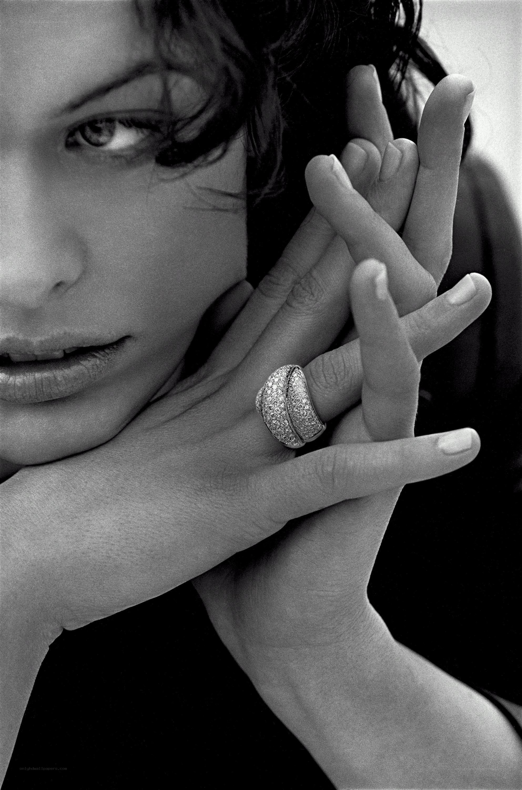 woman with diamond ring