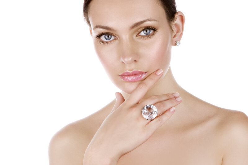 Woman with Diamond Ring — White