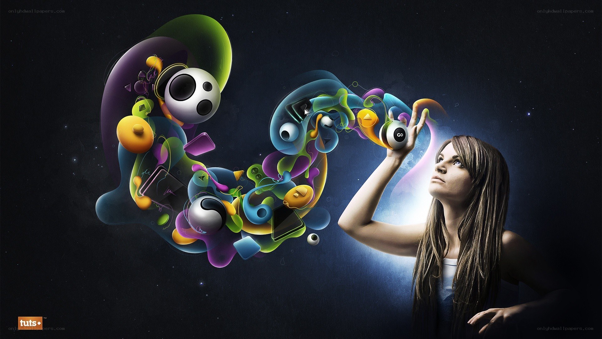 woman with digital art