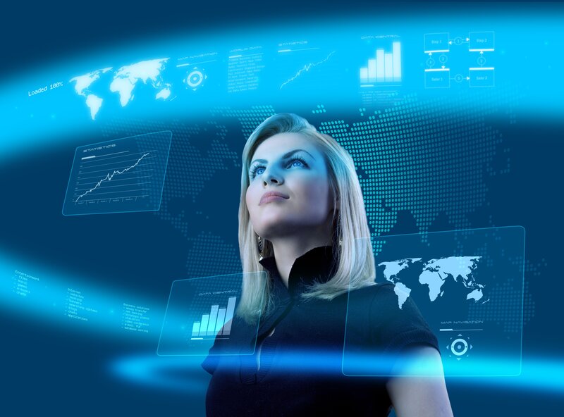 woman with digital data interface