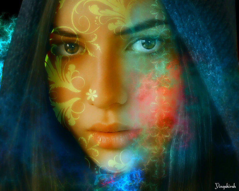 Woman with Digital Effects — Blue