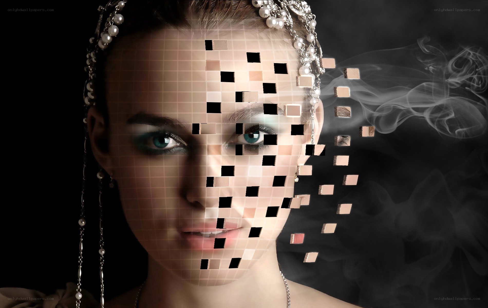 woman with digital face effect