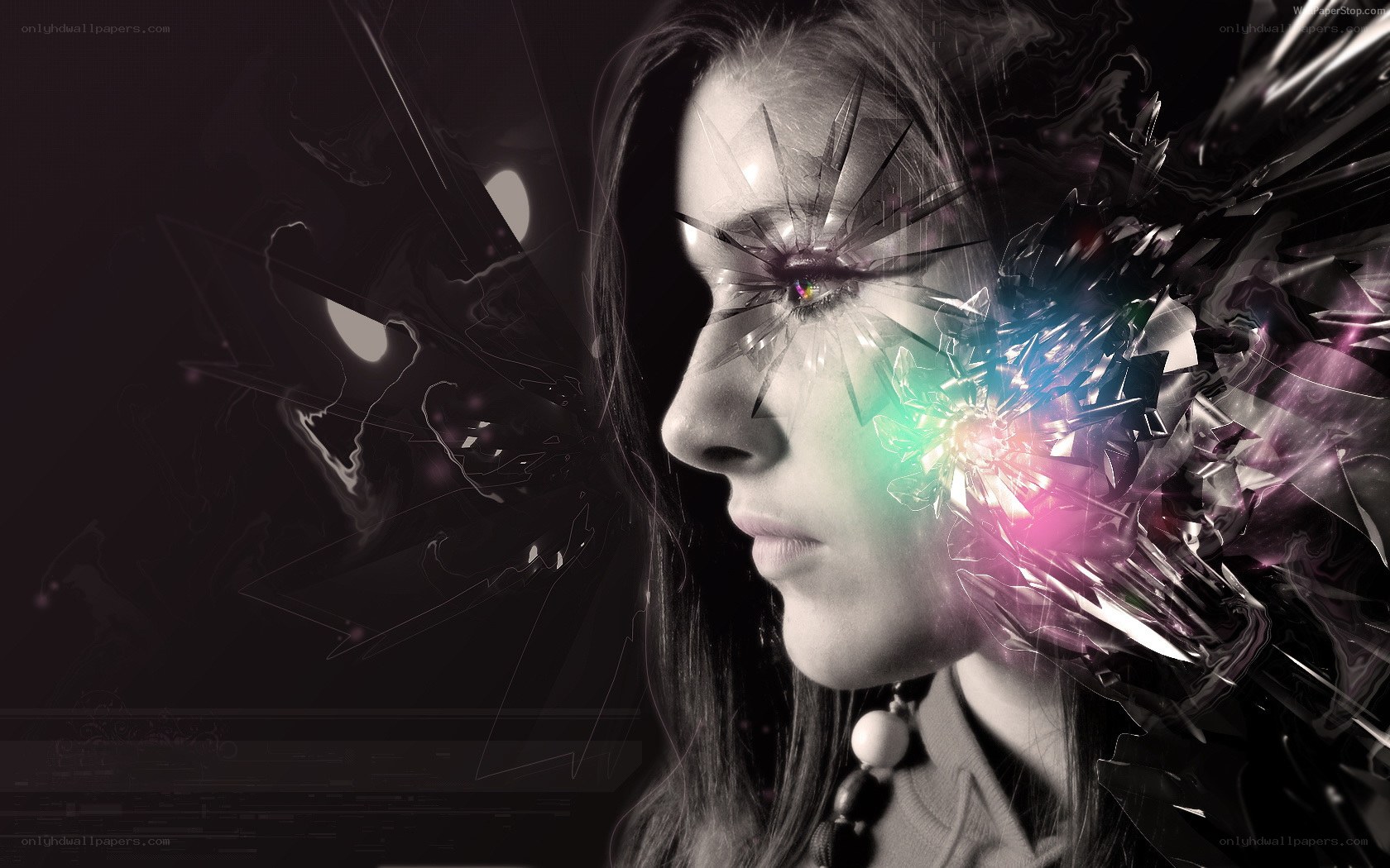 woman with digital face effect