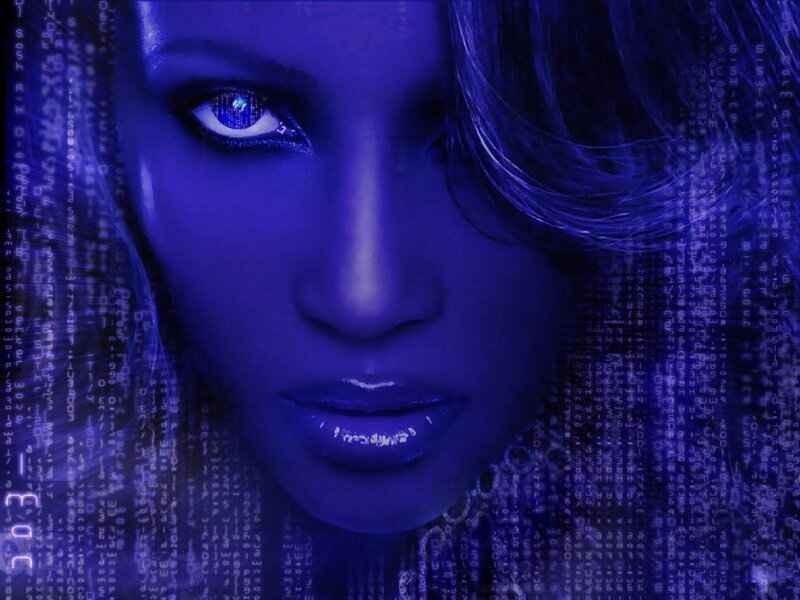 woman with digital matrix effect
