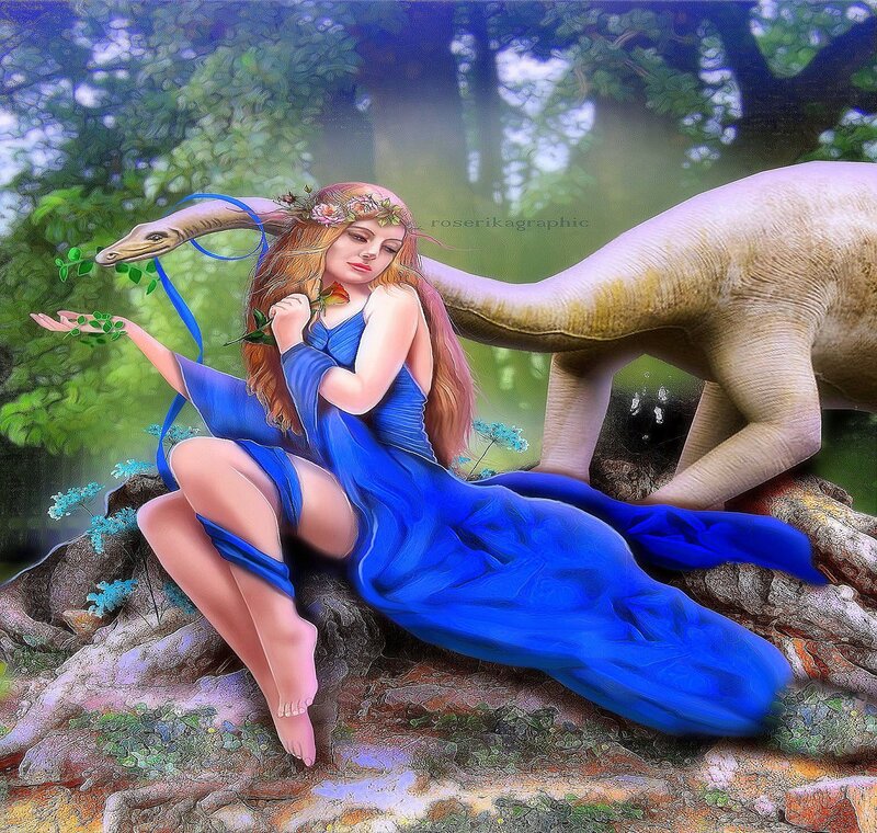 Woman with Dinosaur
