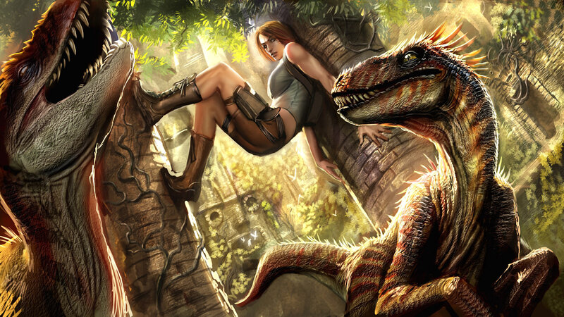 Woman with Dinosaurs