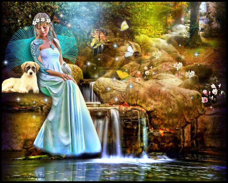Woman with Dog and Bird