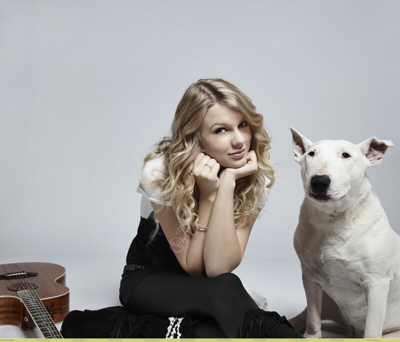 woman with dog and guitar