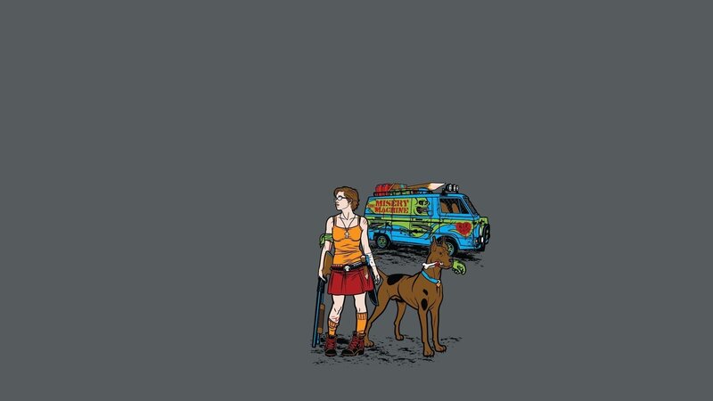 woman with dog and van