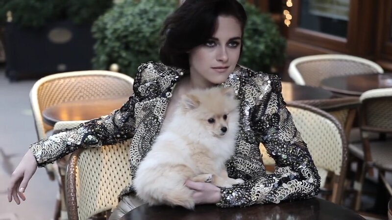 woman with dog at cafe