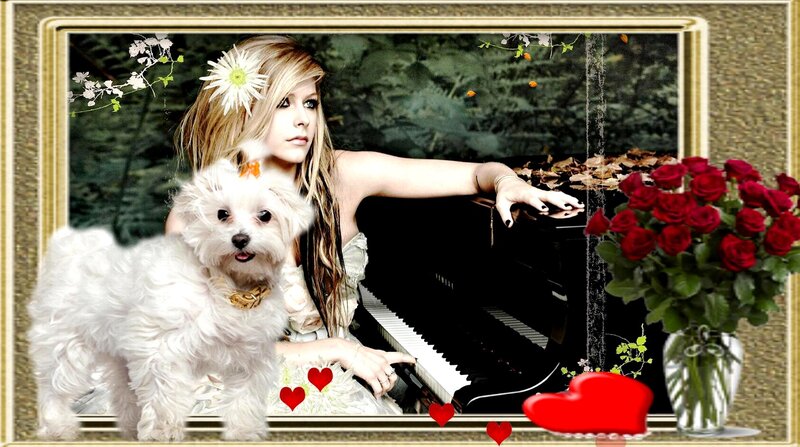 Woman with Dog at Piano