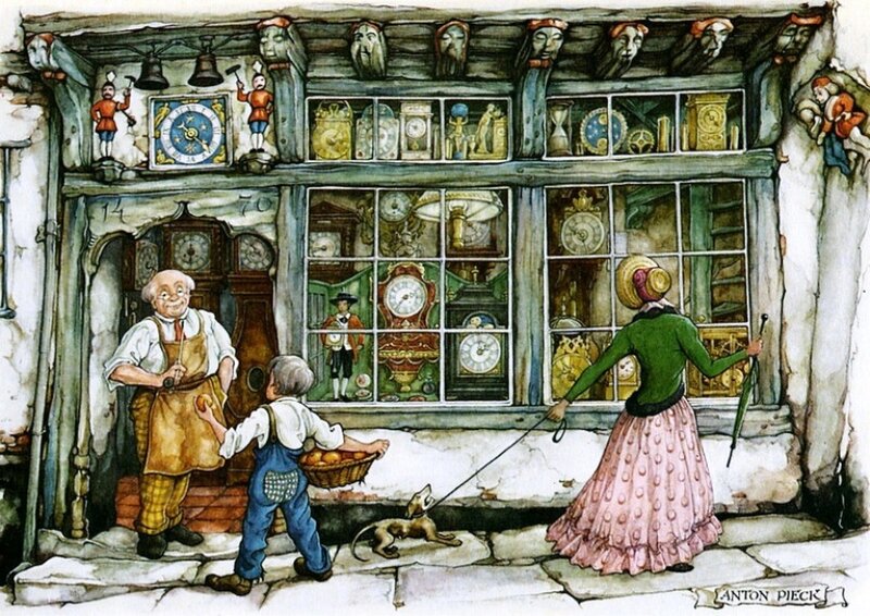 Woman with Dog at Shop