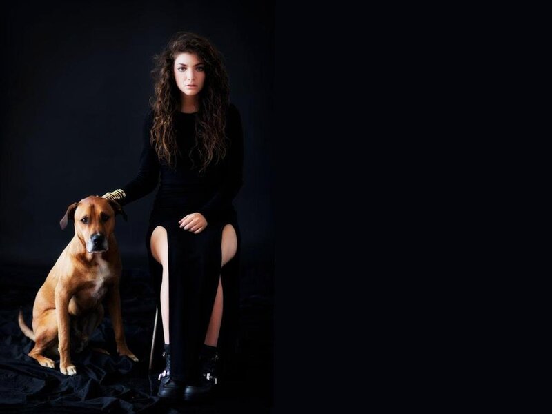 Woman with Dog — Black, Dramatic, Photograph