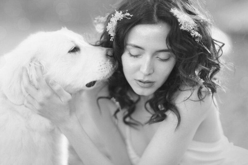 Woman with Dog — Black