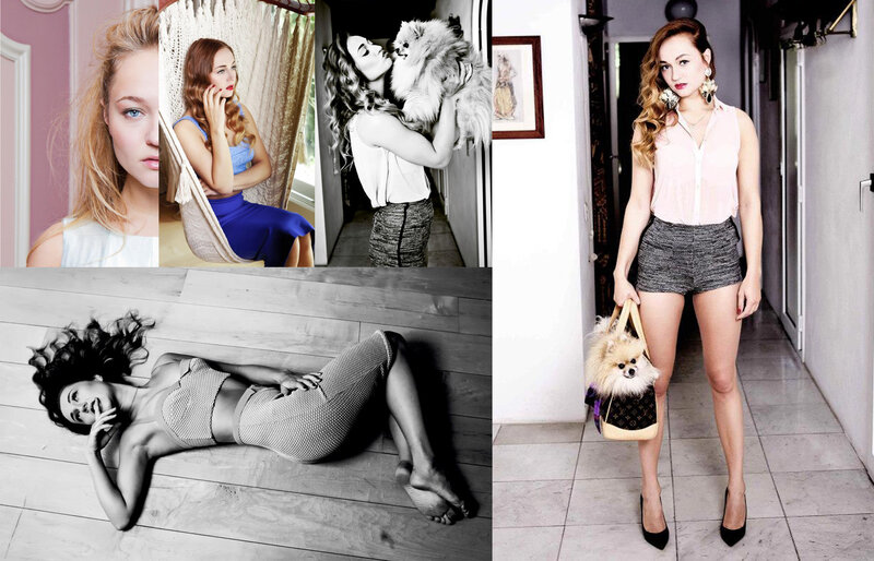 Woman with Dog in Collage