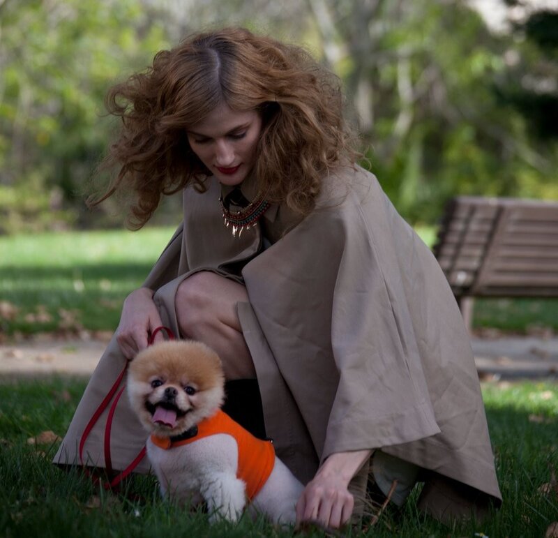 Woman with dog in park