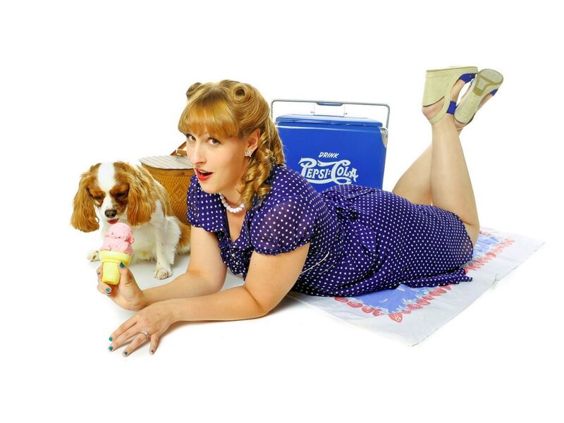 Woman with Dog on Blanket