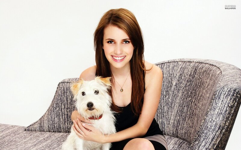 woman with dog on couch
