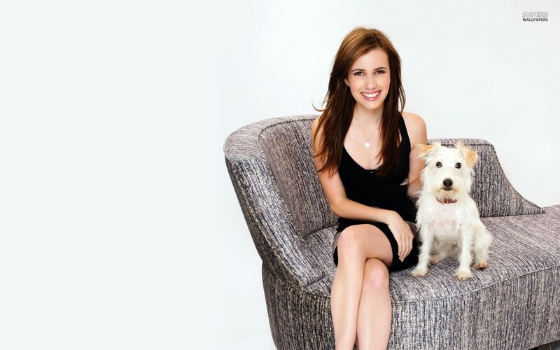 woman with dog on couch