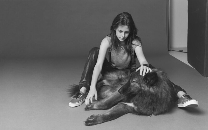 Woman with Dog on Floor — Black