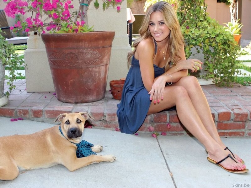 Woman with dog on patio