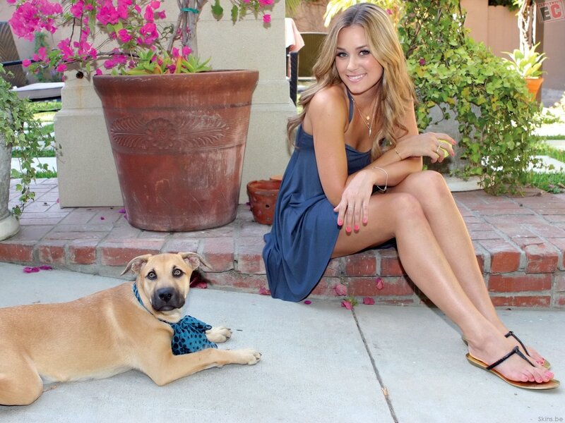 Woman with dog on patio