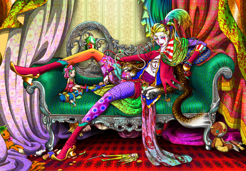 Woman with Doll on Couch