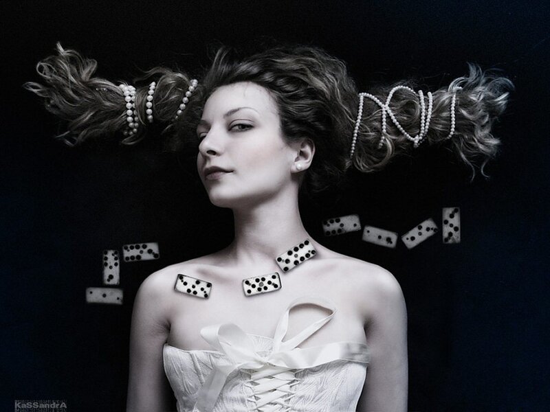 Woman with Dominoes — Black