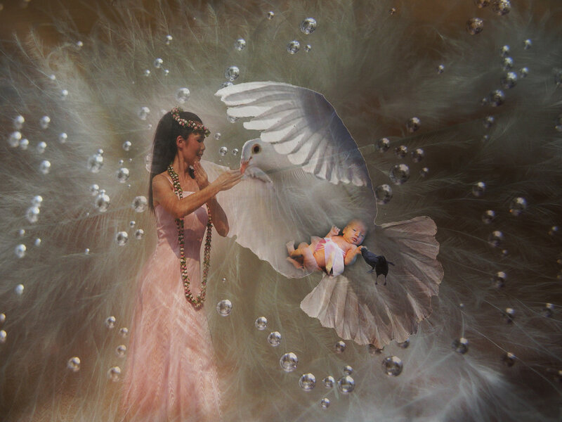 Woman with Dove and Baby