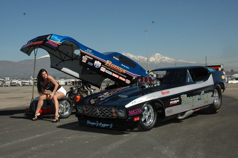 Woman with Drag Racing Car