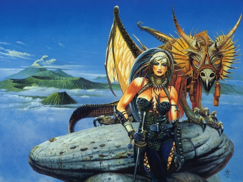 Woman with Dragon — Blue