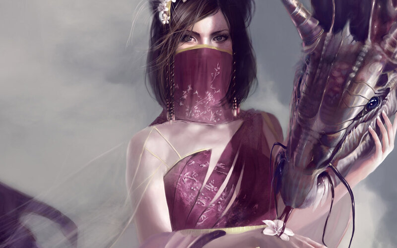 woman with dragon companion